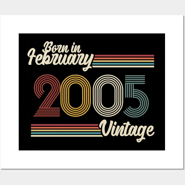 Vintage Born in February 2005 Wall Art by Jokowow